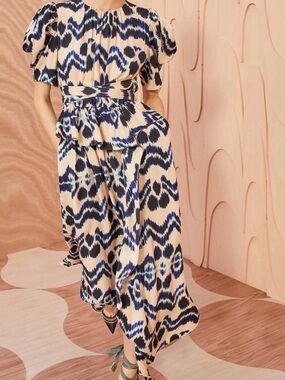 Ulla Johnson Blue and Cream Printed Maxi Dress